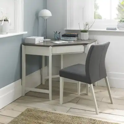 Grey Painted Corner Desk Washed Oak Top