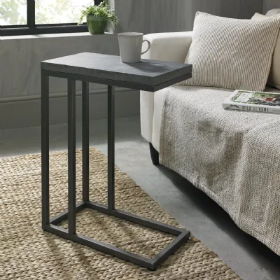 Grey Zinc Top Over Arm Sofa End Table