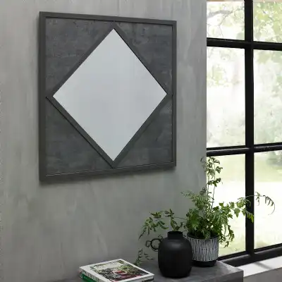 Zinc and Dark Grey Square Wall Mirror