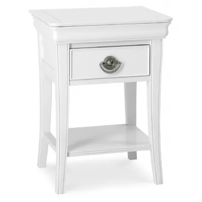 White Painted 2 Drawer Bedside Table with Shelf