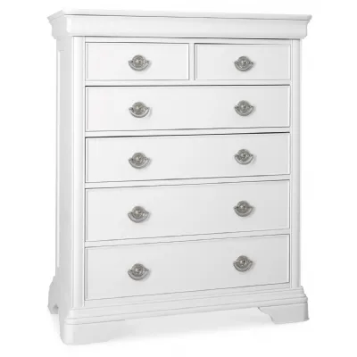 Large White Painted Chest of 6 Drawers with Jewellery Drawer