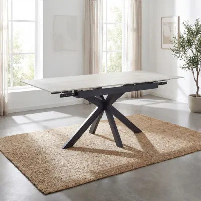 Ivory Oak Effect 180cm Large Extending Dining Table