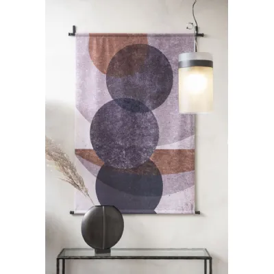 Geometric Patterned Circles Velvet Textured Hanging Wall Art
