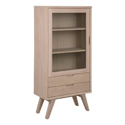 ALine Display Cabinet with 2 Drawers and 2 Shelves in White Oak
