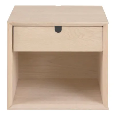 Century 1 Drawer Wall Mounted Bedside Table in White Oak