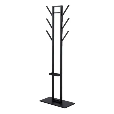 Vinson coat hanger, frame and base matt black powder coated steel, 56x28x165 cm
