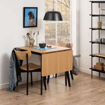 Roxby Extending Dining Table 80120cm in Oak & Black includes 2 Roxby Dining Chairs in Black and Oak