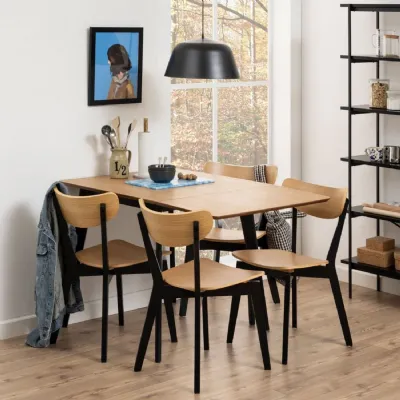 Roxby Extending Dining Table 80120cm in Oak & Black Includes 4 Roxby Dining Chairs in Black and Oak