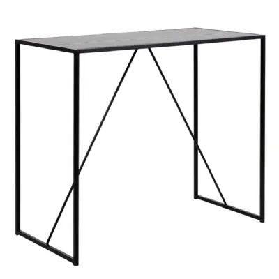 Seaford Black Metal Bar Table with Black Ash Top