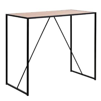 Seaford Black Metal Bar Table with Oak Top