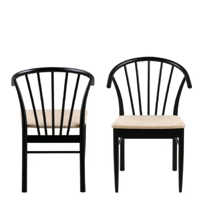 Cassandra Dining Chair with Armrest in Black Set of 2
