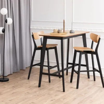 Roxby Bar Table includes 2 Roxby Bar Stool, Black and Oak