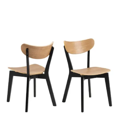Roxby Dining Chairs in Black and Oak Set of 2