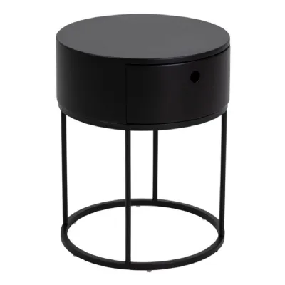 Polo Round Bedside Table in Black