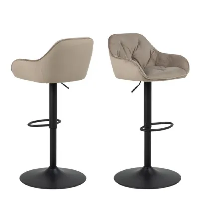 Brooke Swivel Bar Stool with Height Adjustable Function in Beige Set of 2