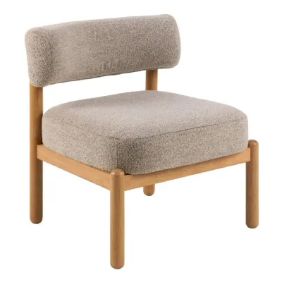 Burley Lounge Chair in Beige Fabric and Oak