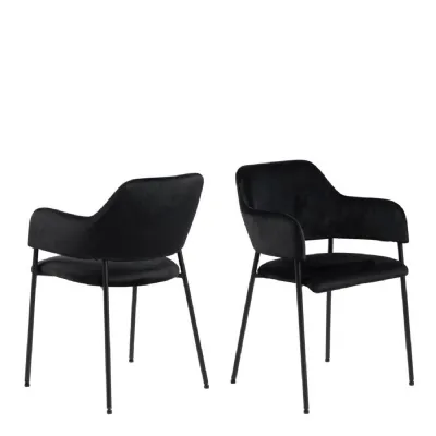 Lima Dining Chair with Armrest in Black Set of 2