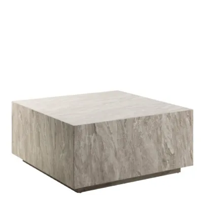 Dice Square Coffee Table in Grey Marble 90x90x42cm