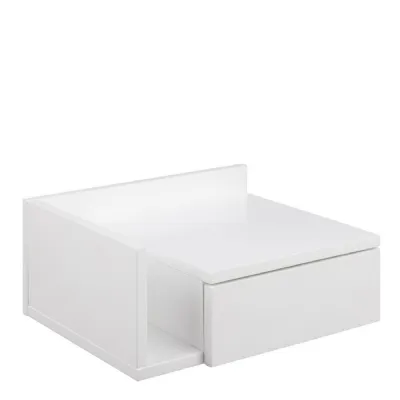 Ashlan 1 Drawer Wall Mounted Square Bedside Table in White
