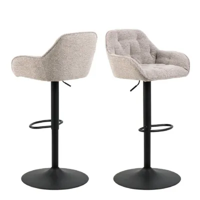 Brooke Swivel Bar Stool with Height Adjustable Function in Monza Beige Set of 2