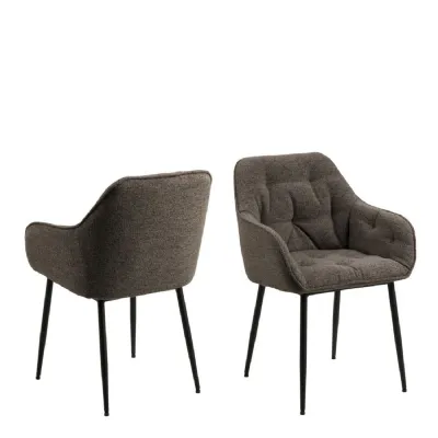 Brooke Dining Chair with Armrest in Taupe Set of 2