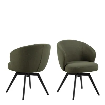 Darlene Dining Chair with Armrest and Swivel Function in Green