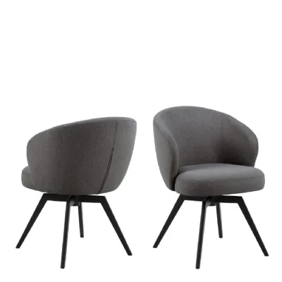 Darlene Dining Chair with Armrest and Swivel Function in Grey