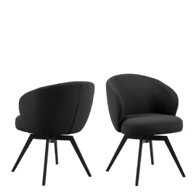Darlene Dining Chair with Armrest and Swivel Function in Black