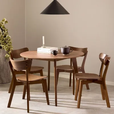 Roxby Round Dining Table in Walnut 120x76cm includes 4 Roxby Dining Chairs in Walnut