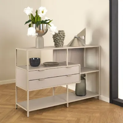 Modern Display Console 2 Drawers And 3 Open Shelves Grey