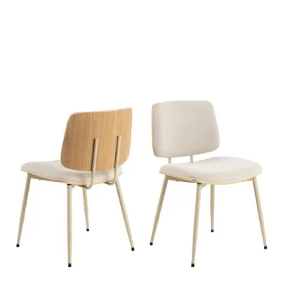 Owen Dining Chair in Apia Fabric Beige Set of 2