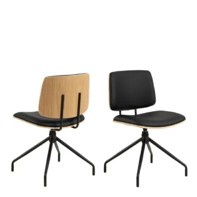 Owen Swivel Dining Chairs in Matt Black Set of 2