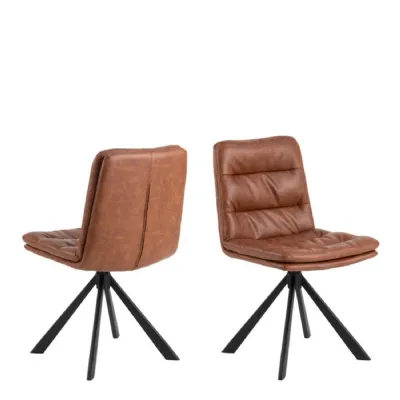 Dean Brandy PU Swivel Dining Chair Set of 2