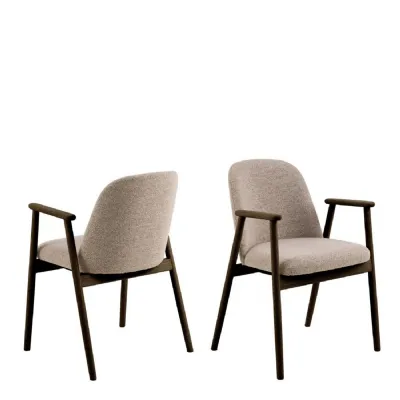Leo Dining Chairs With Armrest in Monza Fabric Beige Set of 2