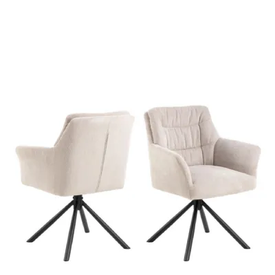 Alonso Swivel Cream Dining Chair with Armrest Set of 2