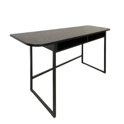 Darlington Console Table With Open Shelf and Oak Top in Black
