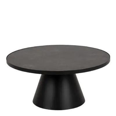 Soli Low Round Ceramic Coffee Table in Black 85.7x40cm