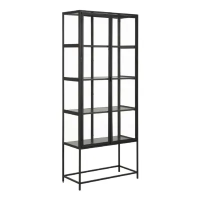Seaford Tall Black Metal 2 Door Display Cabinet