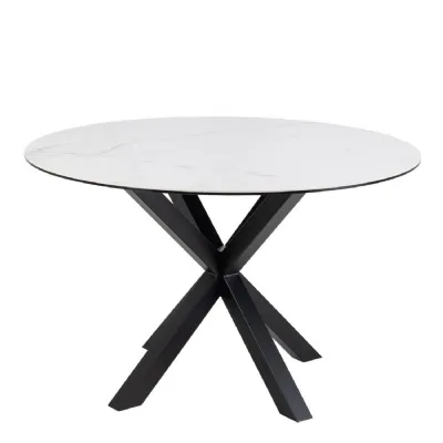 Heaven Round Dining Table with Ceramic White Top 119cm