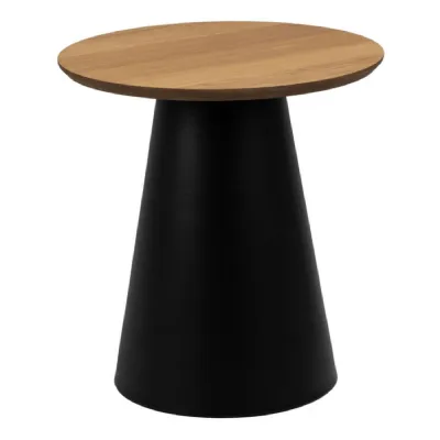 Soli Round Coffee Table in Oak Black 45x48cm