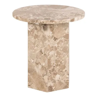 Naxos Side Table in Brown Marble