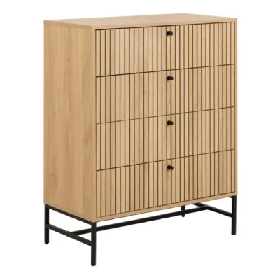 Albany Chest of 4 Drawers in Oak Black Legs