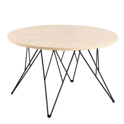 Prunus Round Coffee Table in Matt Beige and Matt Black Coated Steel Base 80x46.4cm