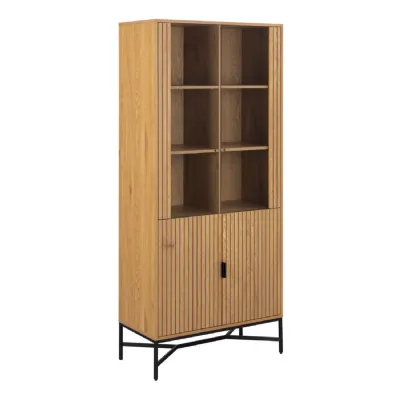 Jaipur Display Cabinet With 4 doors and 6 Shelves in Wild Oak