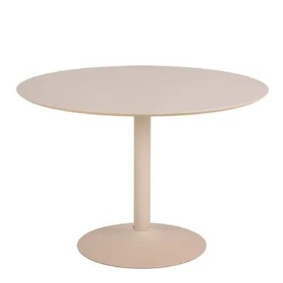 Ibiza Round Beige Dining Table with 4 Owen Dining Chairs in Beige
