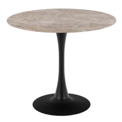 Malta Ceramic Round Dining Table Brown Black 90x75 cm