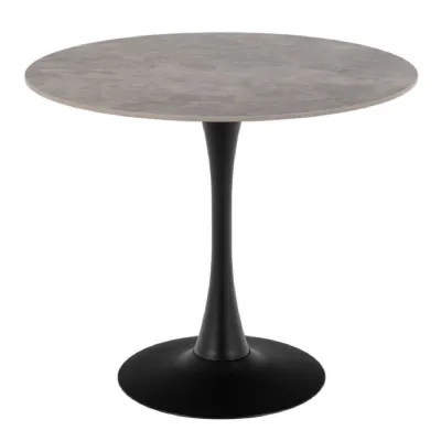 Malta Ceramic Round Dining Table Grey Black 90x75 cm