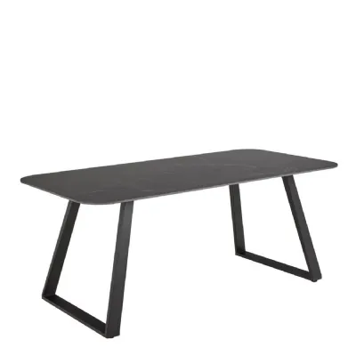Antalya Dining Table with Black Ceramic Top & Black Metal Base