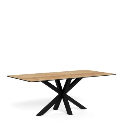 Heaven Dining Table with Wild Oak Ceramic Glass Top in Black 200x100cm
