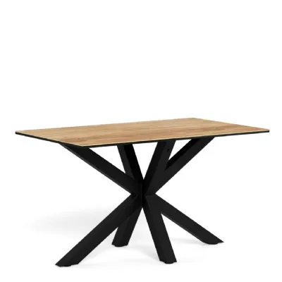 Heaven Dining Table with Wild Oak Ceramic Glass Top in Black 135x80cm